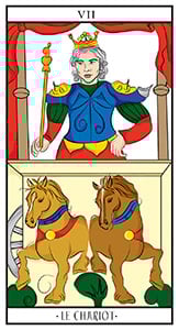 Gratis, encuentra la descripción de la carta del Carro en el Tarot de Marsella