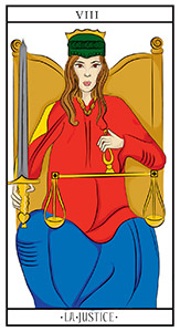 La carta de la Justicia durante una tirada del Tarot de Marsella ¡Conócelo todo gratis !