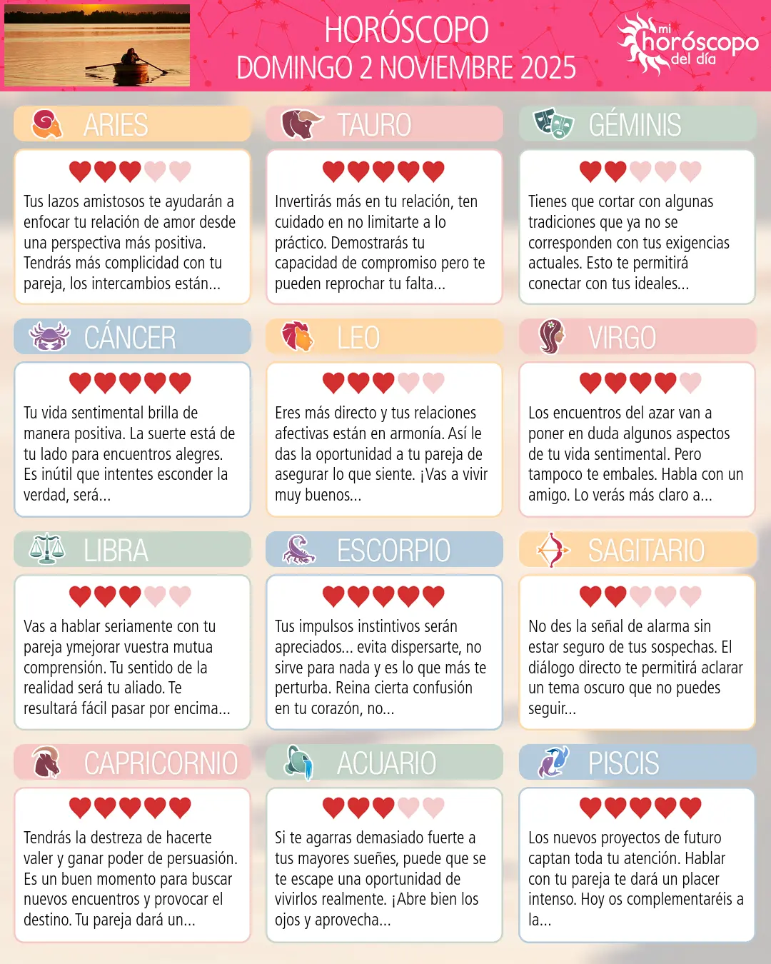 Horóscopo del Domingo 2 De Noviembre De 2025