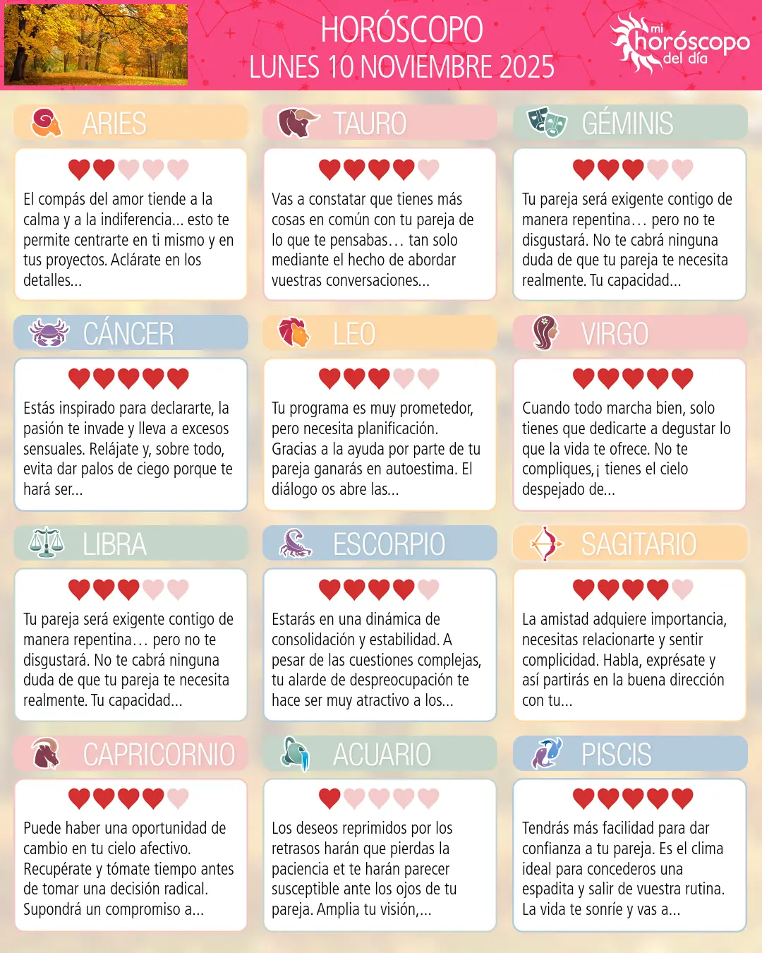 Horóscopo del Lunes 10 De Noviembre De 2025