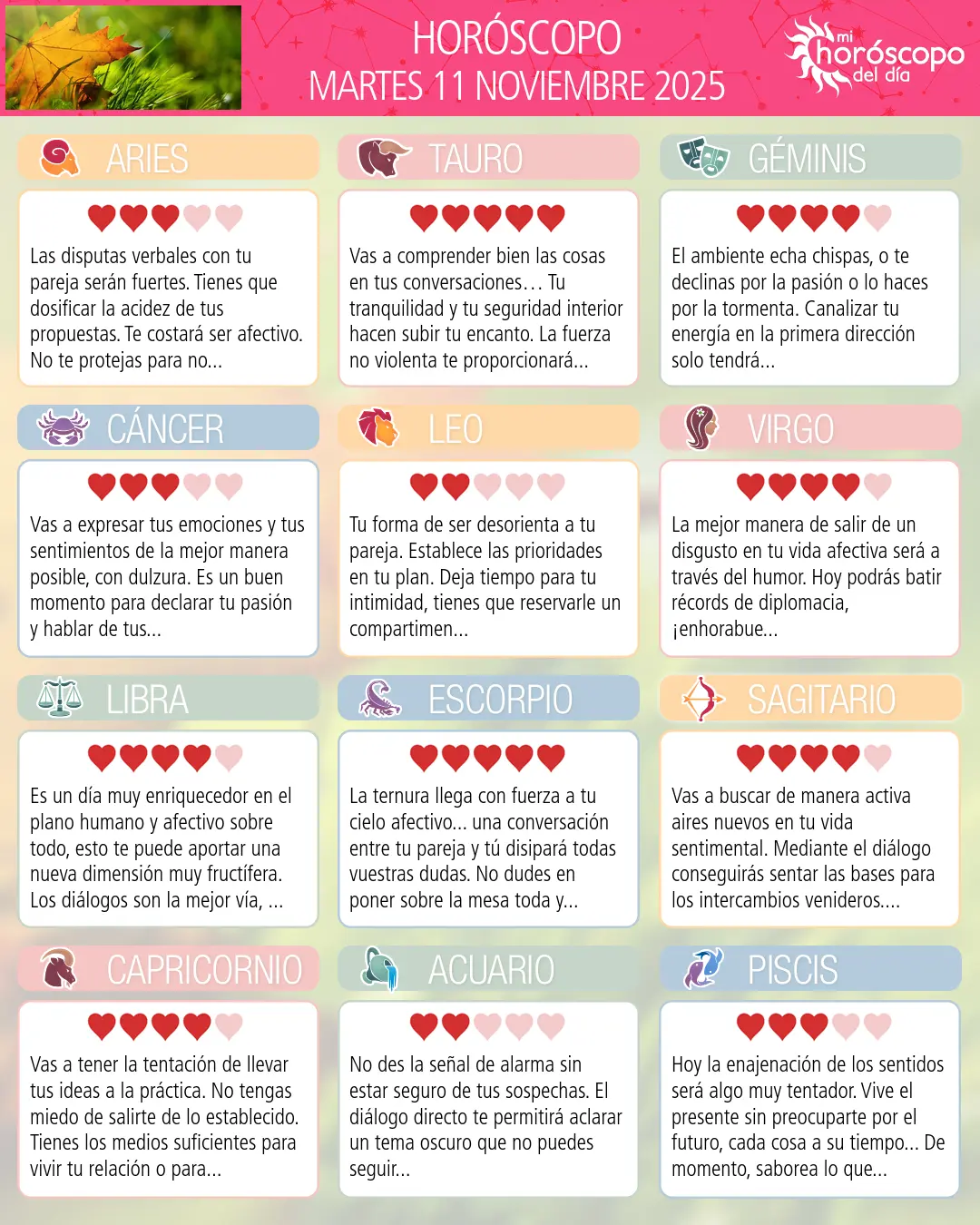 Horóscopo del Martes 11 De Noviembre De 2025