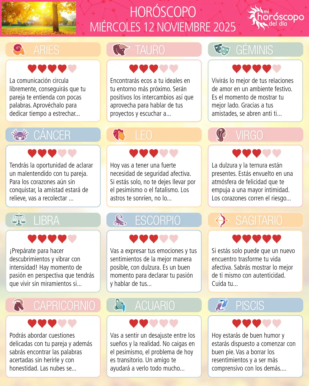 Horóscopo del Miércoles 12 De Noviembre De 2025