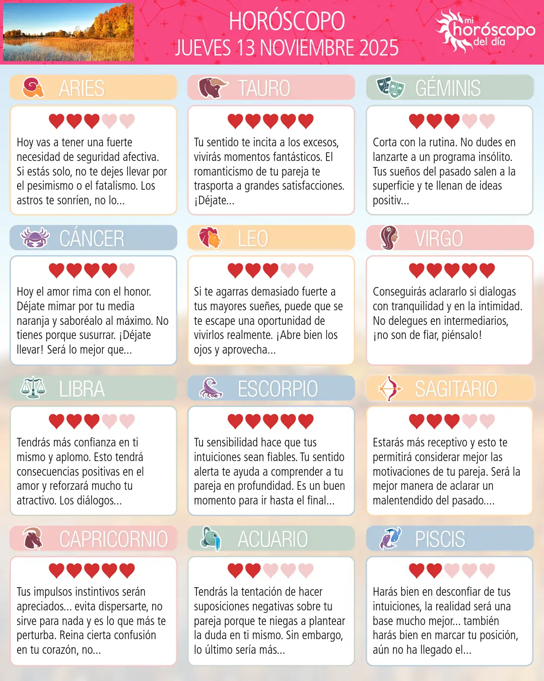 Horóscopo del Jueves 13 De Noviembre De 2025