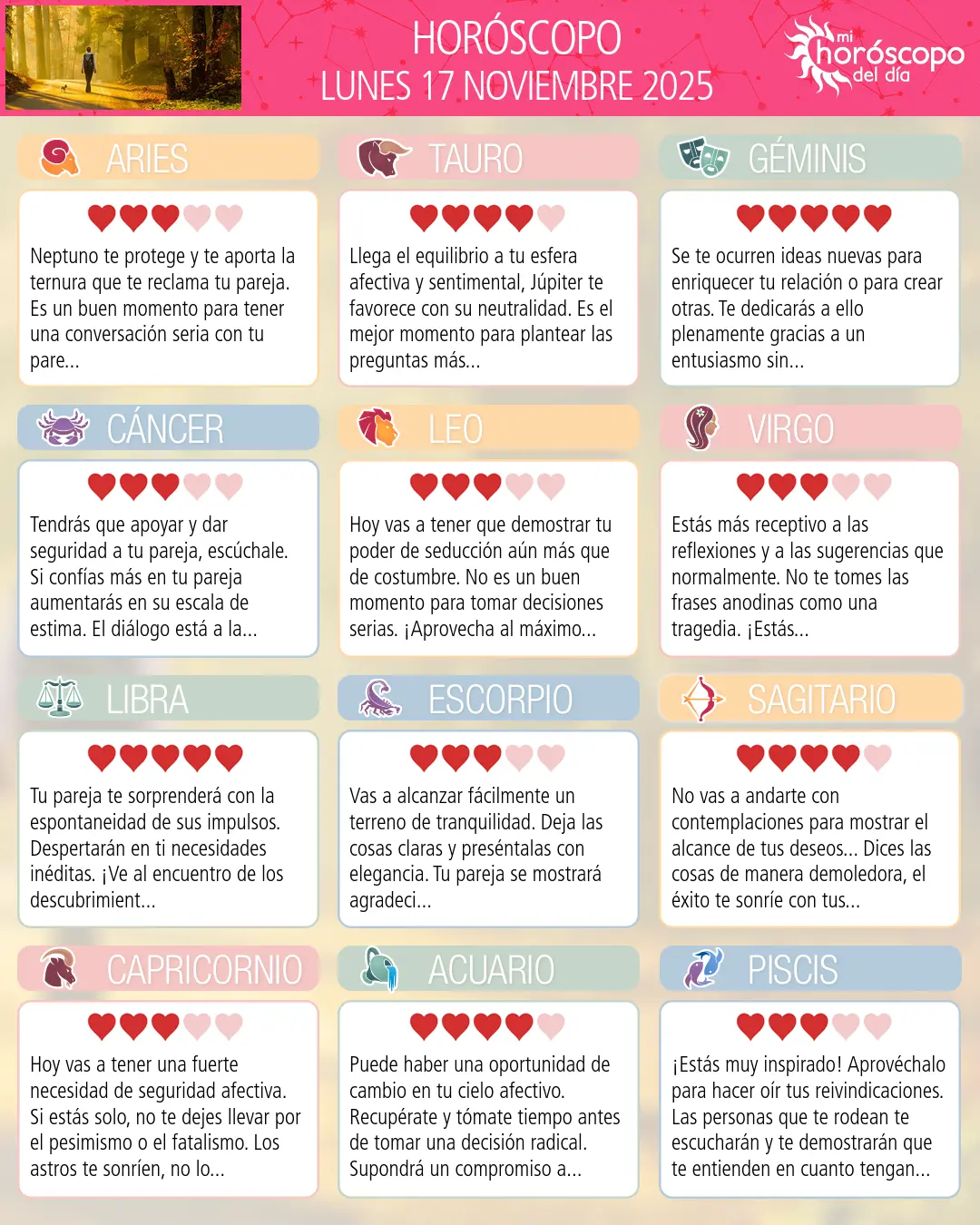 Horóscopo del Lunes 17 De Noviembre De 2025