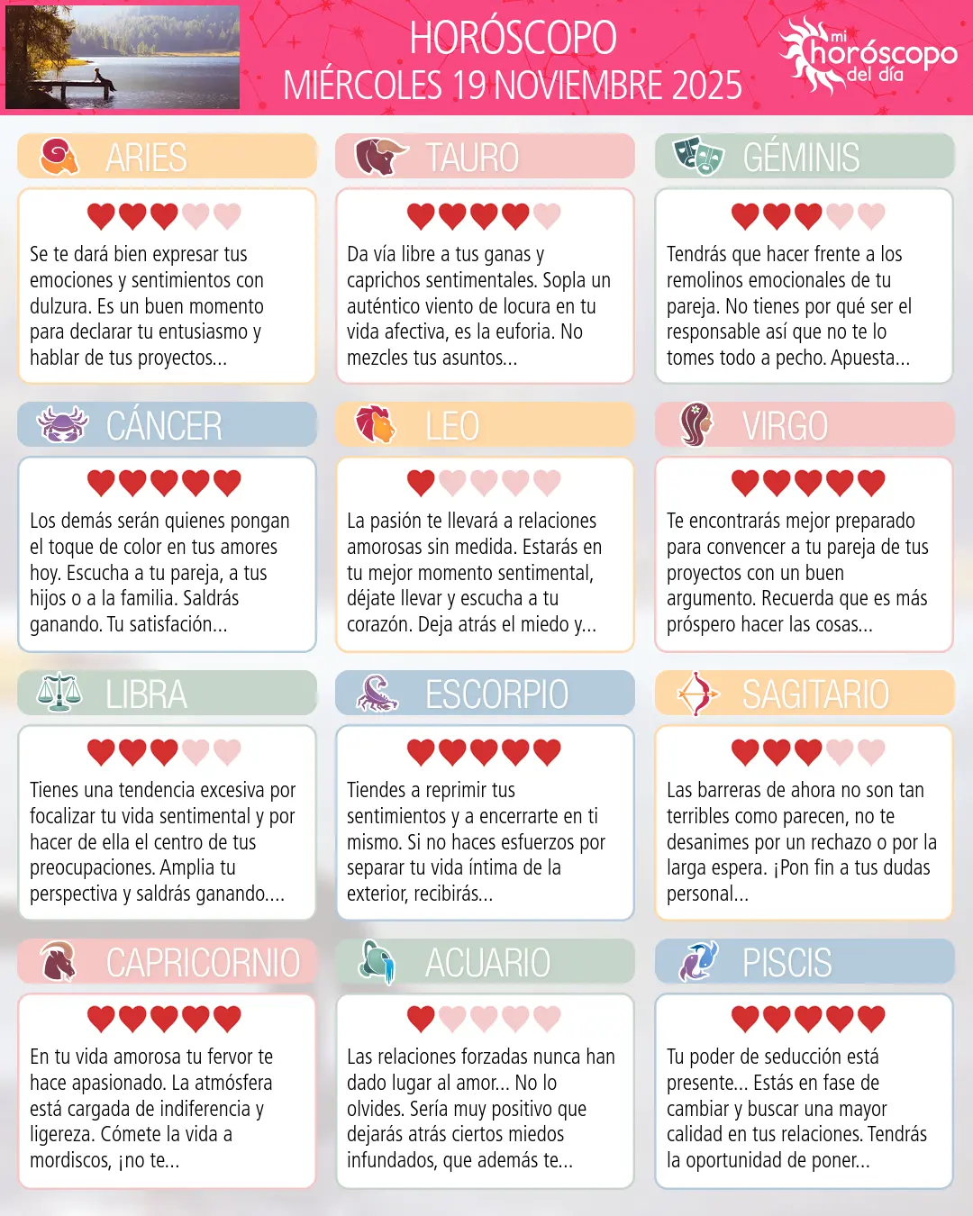 Horóscopo del Miércoles 19 De Noviembre De 2025