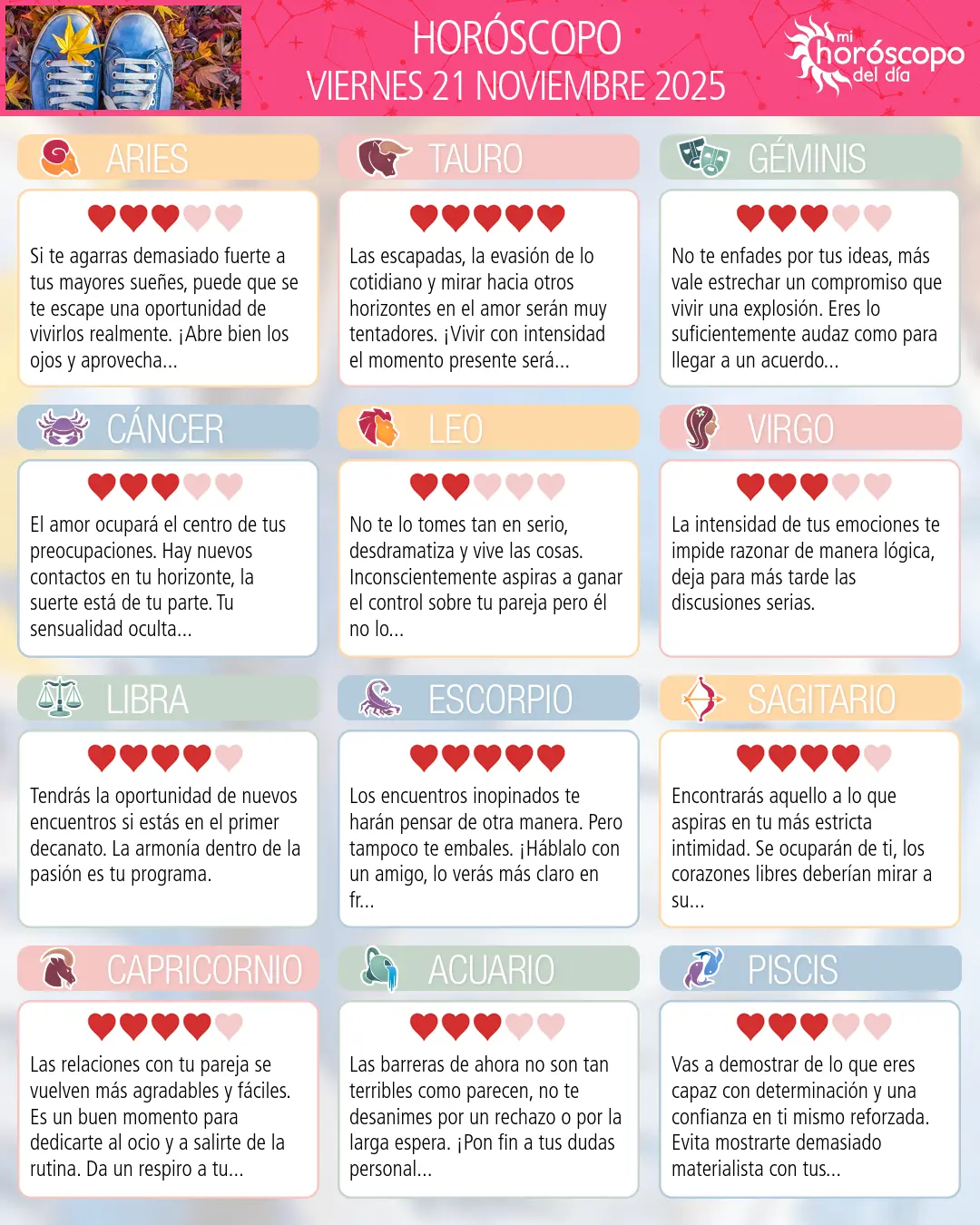 Horóscopo del Viernes 21 De Noviembre De 2025