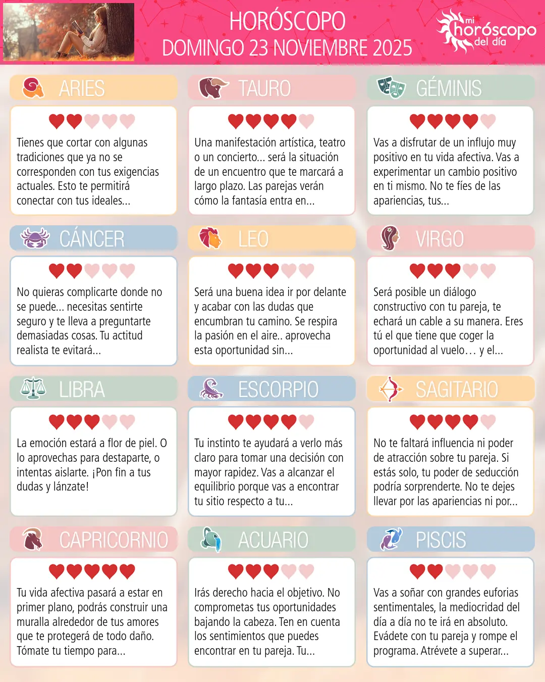 Horóscopo del Domingo 23 De Noviembre De 2025