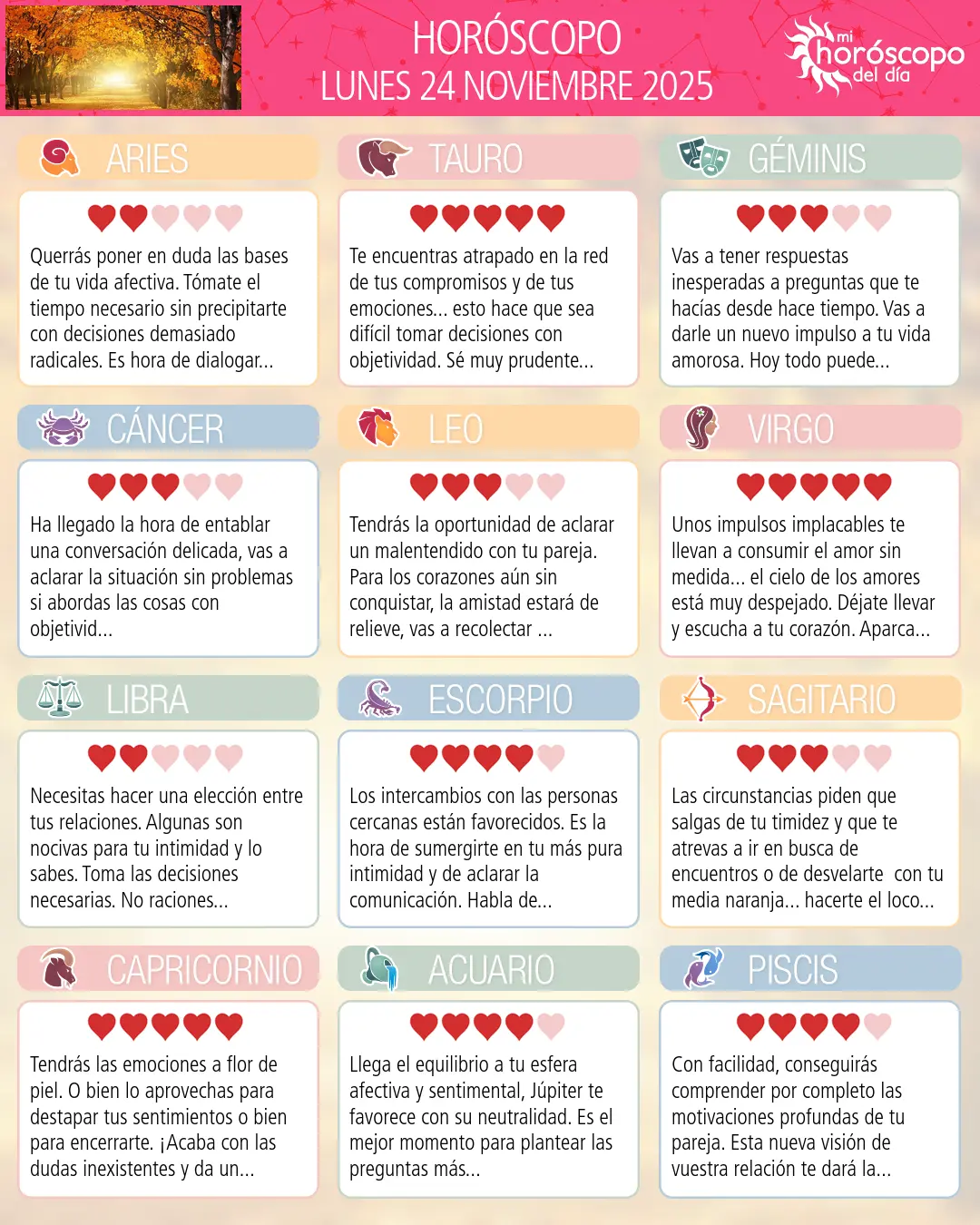 Horóscopo del Lunes 24 De Noviembre De 2025