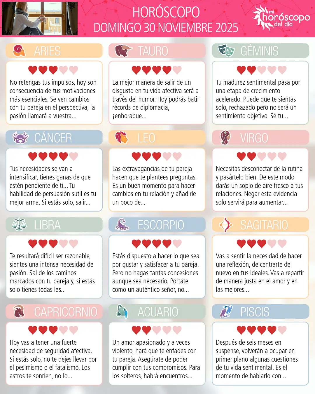 Horóscopo del Domingo 30 De Noviembre De 2025