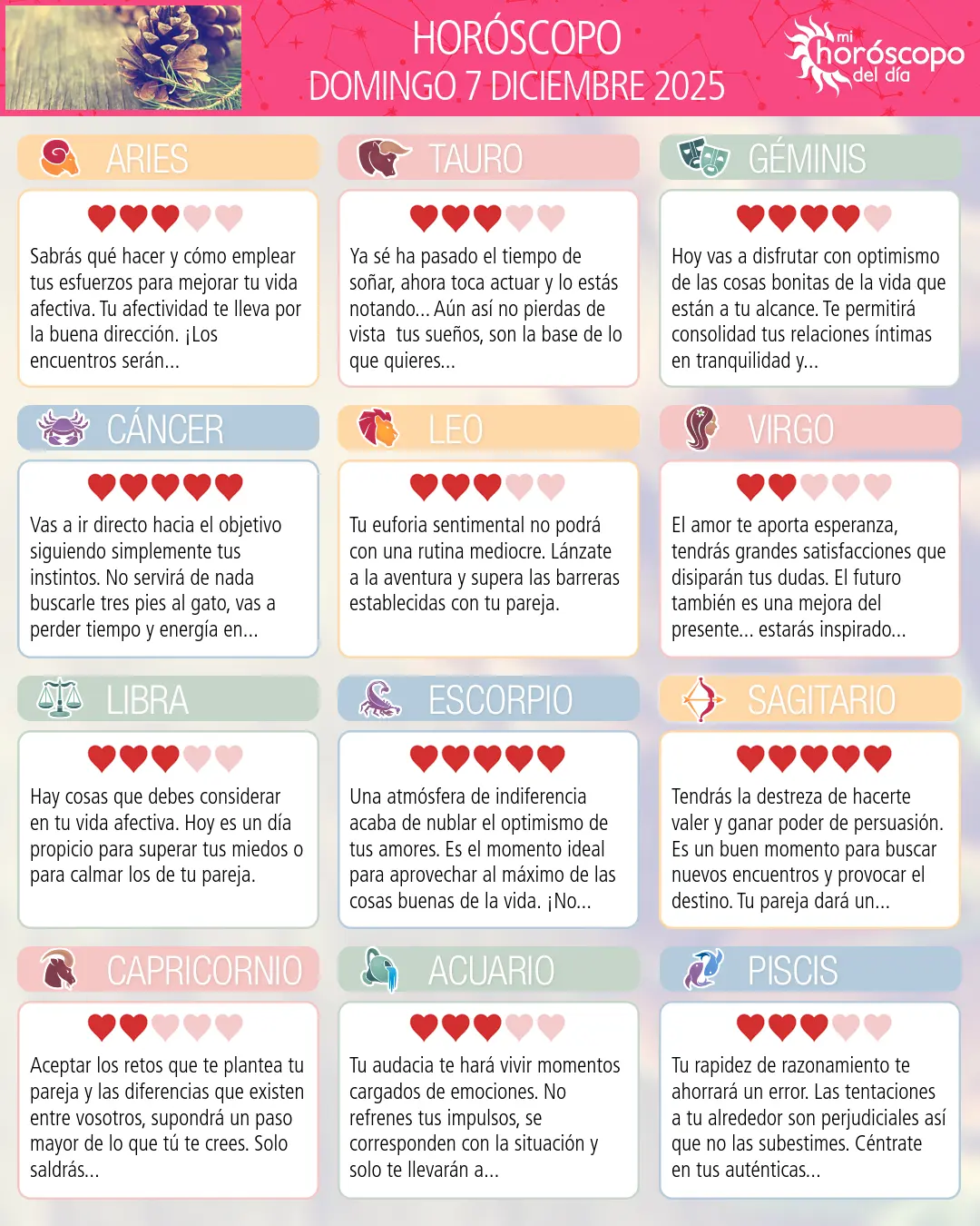Horóscopo del Domingo 7 De Diciembre De 2025
