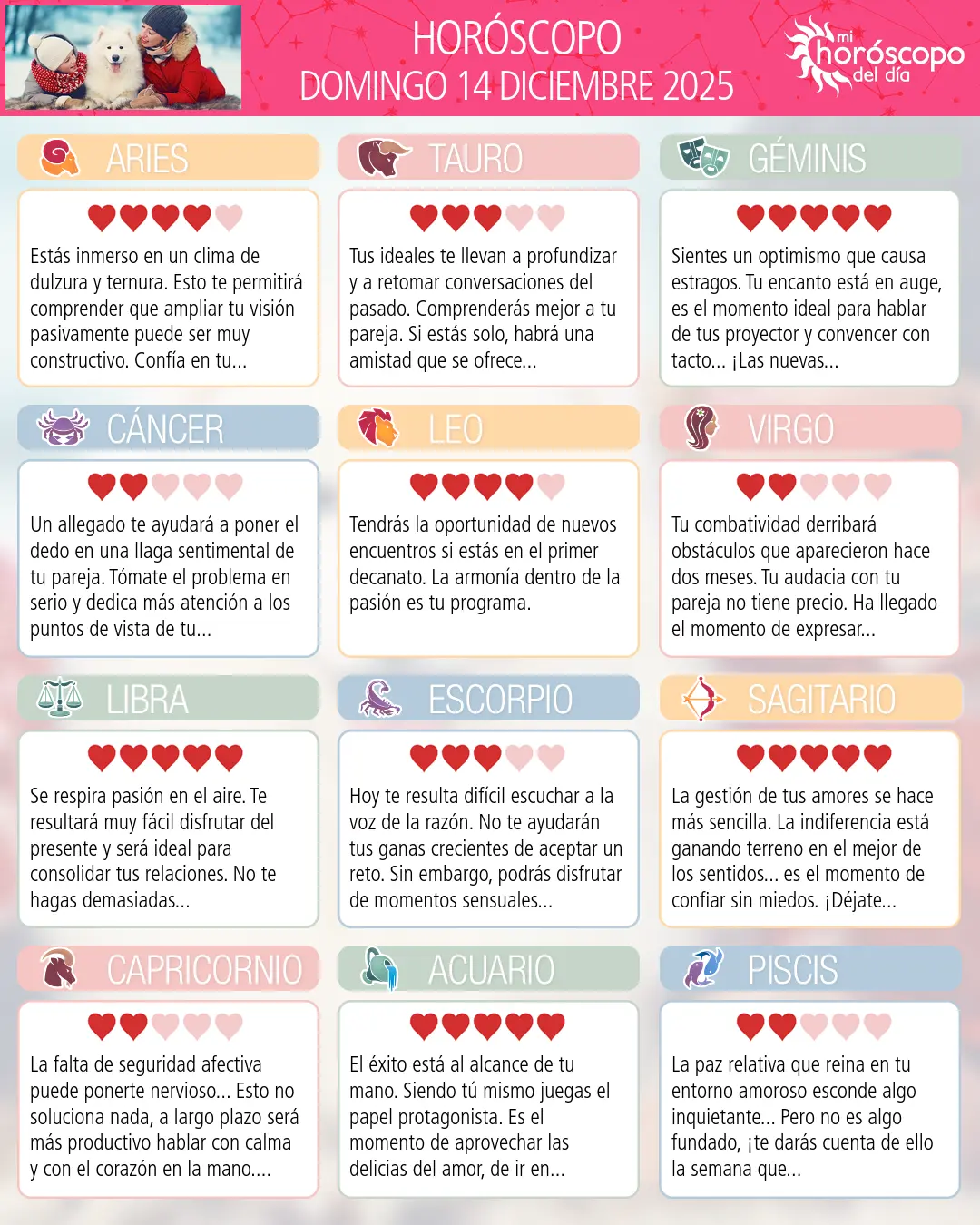 Horóscopo del Domingo 14 De Diciembre De 2025