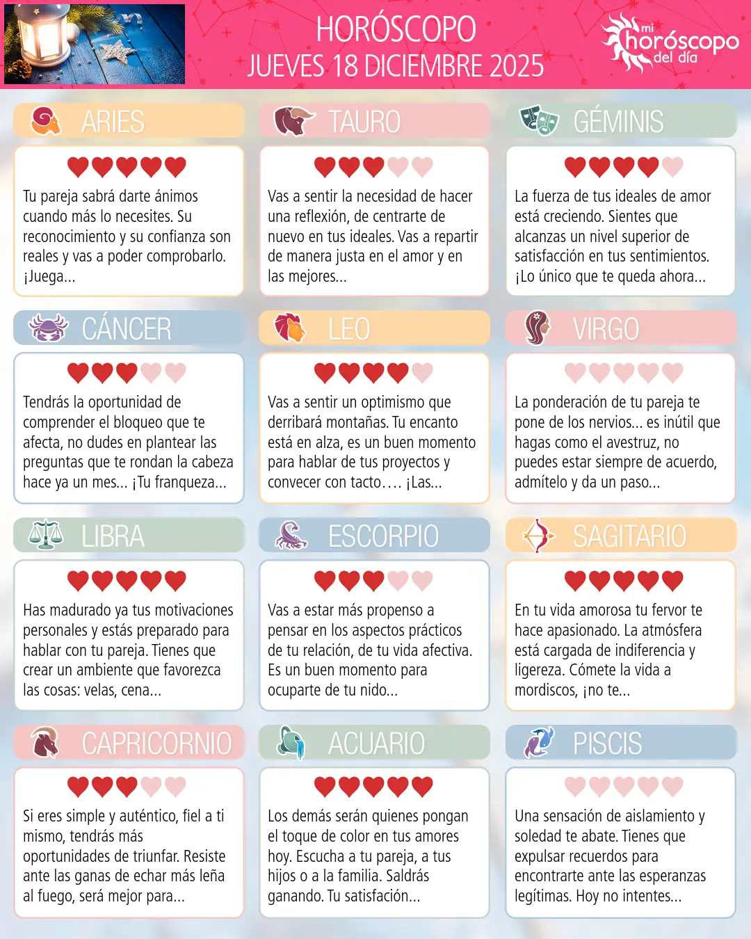 Horóscopo del Jueves 18 De Diciembre De 2025