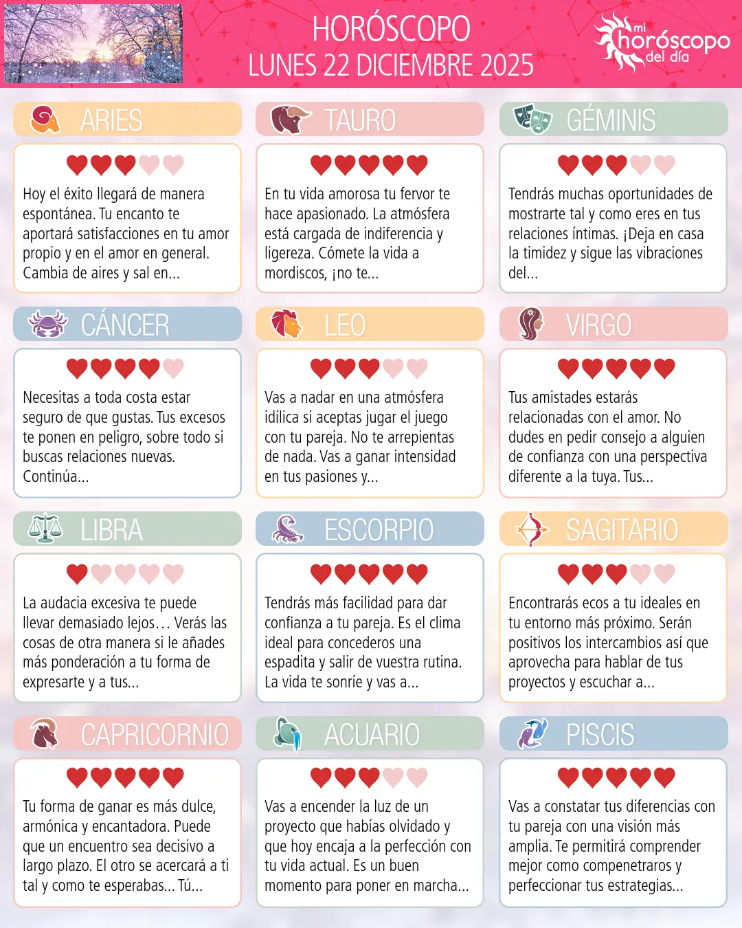Horóscopo del Lunes 22 De Diciembre De 2025