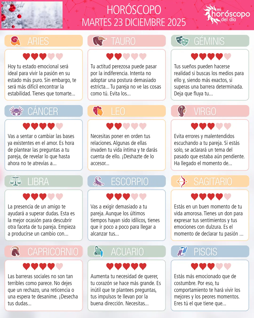 Horóscopo del Martes 23 De Diciembre De 2025