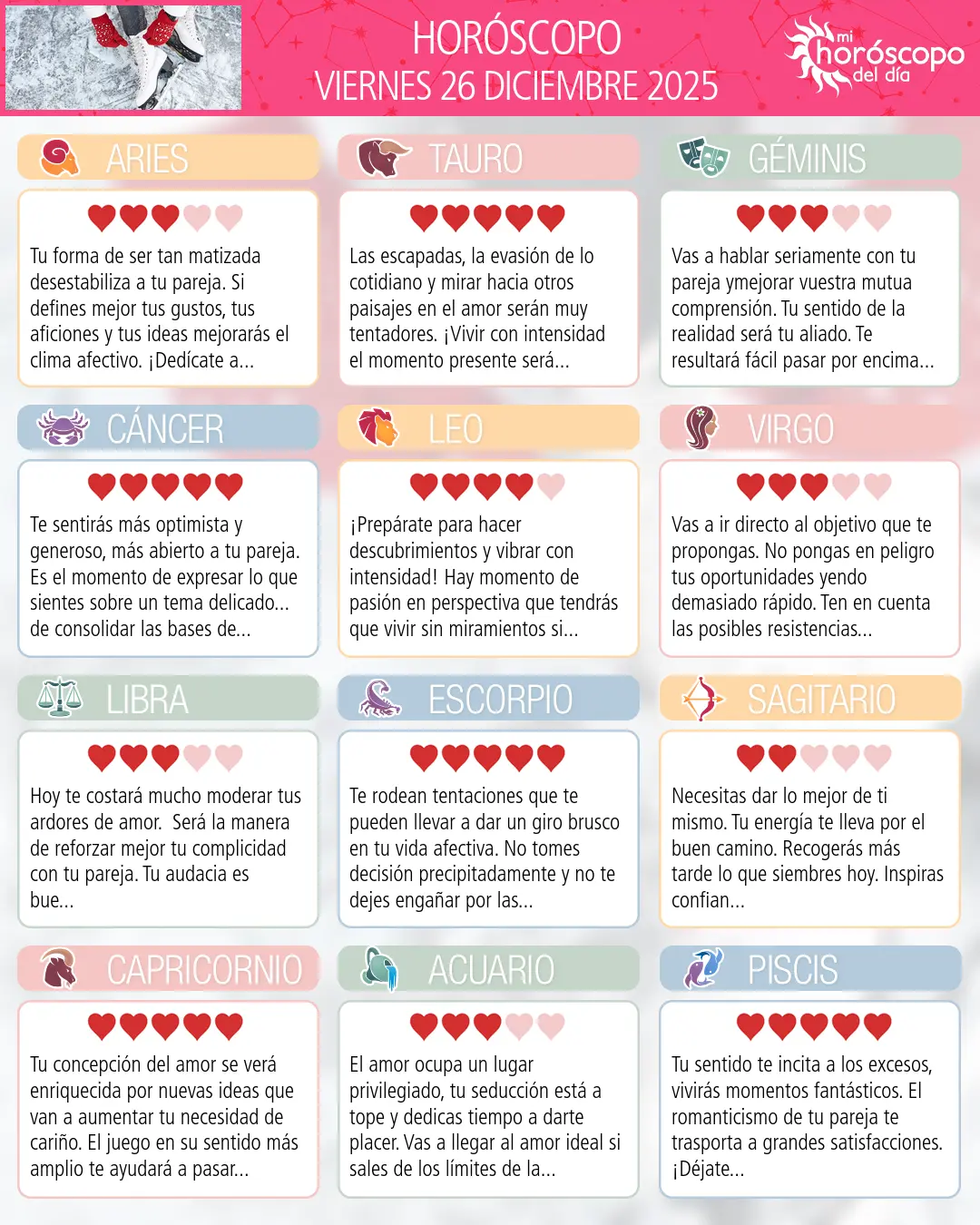Horóscopo del Viernes 26 De Diciembre De 2025