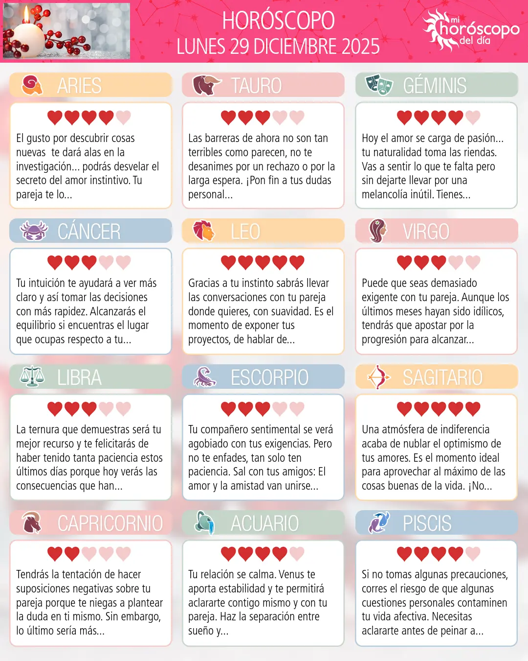 Horóscopo del Lunes 29 De Diciembre De 2025