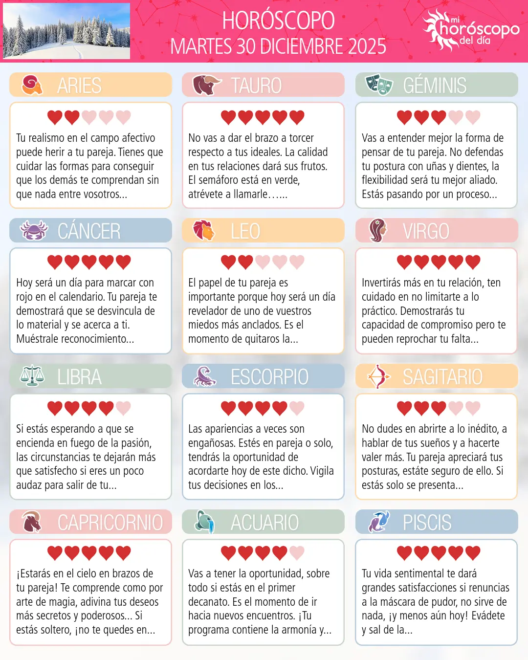 Horóscopo del Martes 30 De Diciembre De 2025