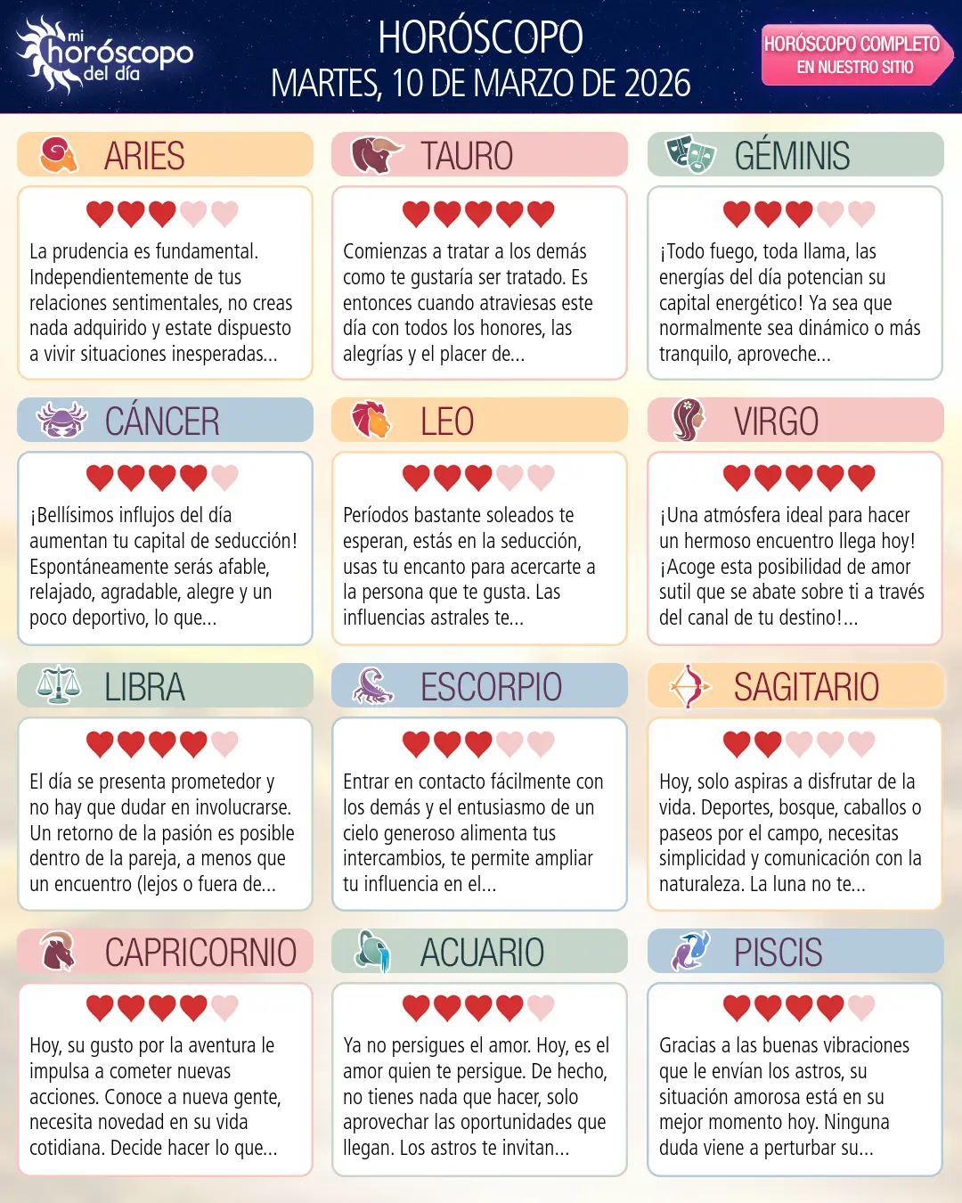 Horóscopo del Martes 10 De Marzo De 2026