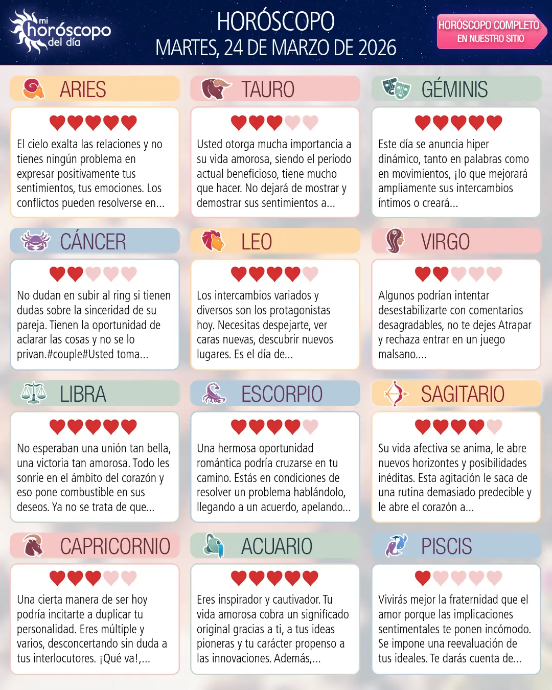 Horóscopo del Martes 24 De Marzo De 2026